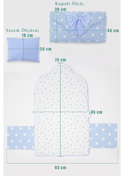 Çantalı Bebek Alt Açma Pedi/minder, Elyaf Dolgulu, Pamuklu Kumaş, Yıldız Desen fırsatları