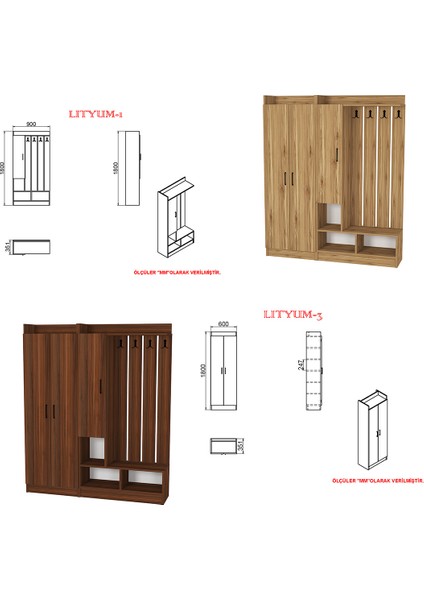 Kalender Dekor Lityum-1-3 Portmanto Vestiyer Ayakkabılık RS01