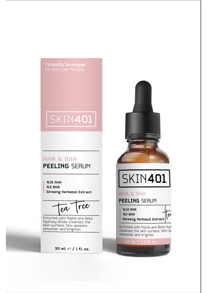 SKIN401 Aha %10 Bha %2 Cilt Tonu Eşitleyici Yüz Peeling Serum 30ML (%25 Tanıtım )