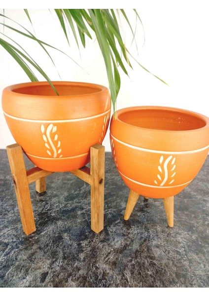 Ev Dekorasyon Nakış Desenli Terrakota Toprak Saksı Saksılık Salon Çiçeklik İkili Set 3 Ayaklı- 4 Ayaklı- 15 Cm fırsatları