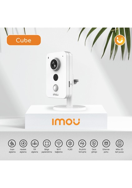 IMOU Cube İç Ortam Akıllı WiFi Kamera/4 MP-Gece Görüşü-Hareket ve PIR Algılama-İki Yönlü Konuşma-SD Kart Desteği-ONVIF-Bulut Hizmeti (IPC-K42P)