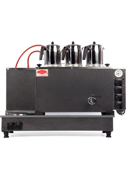 3 Demlikli Statik Pleytli Çay Kazanları Elektrik + Doğalgaz