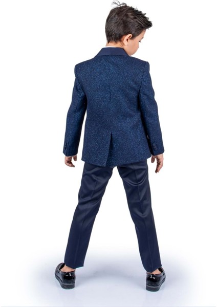 Simli Ceketli Yelekli Erkek Çocuk Damatlık Takım MNK0501 modelleri
