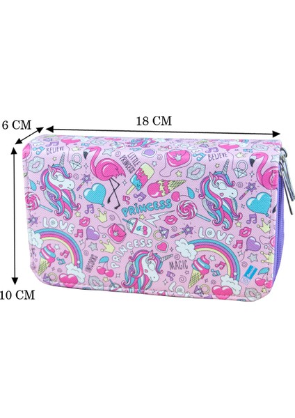 Kalem Kutusu Prenses Unicorn Orginazer Vegan Deri Üç Bölmeli (Kalemlik Lila) fırsatları