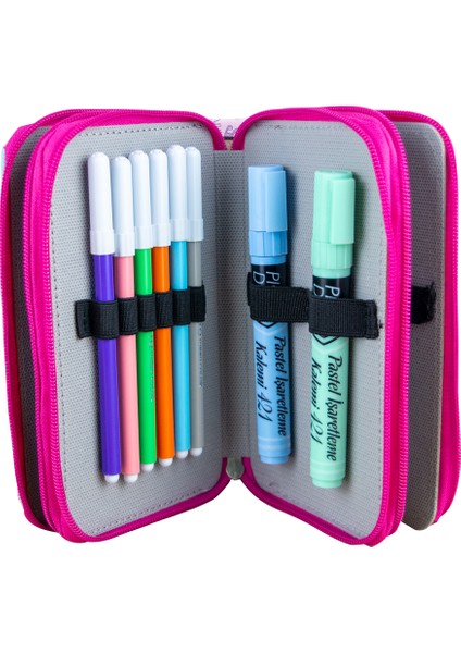 Kalem Kutusu Prenses Unicorn Vegan Deri Üç Bölmeli (Kalemlik Pembe) indirimleri