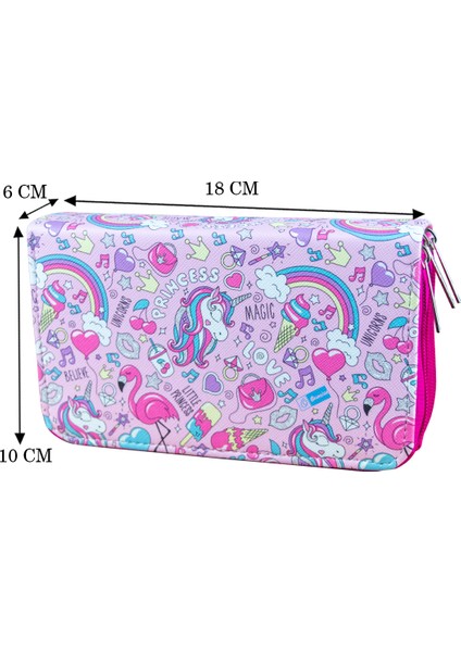 Kalem Kutusu Prenses Unicorn Vegan Deri Üç Bölmeli (Kalemlik Pembe) fırsatları