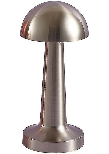 Masa Üstü Lamba - Ledli Masa Lambası - Şarjlı Mantar Gece Lambası LED Abajur - Gümüş Krom 25CM fiyatları