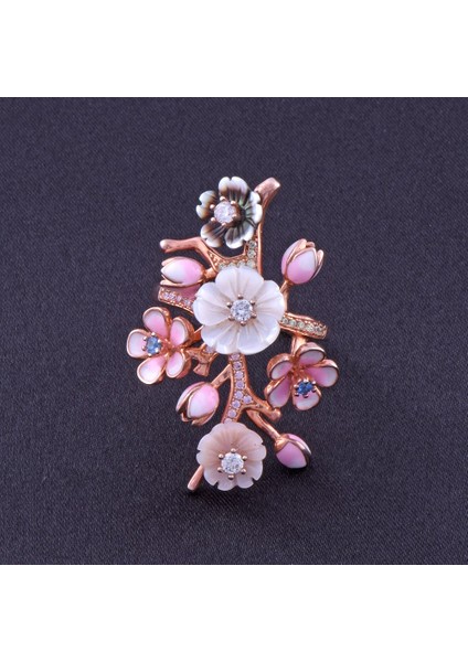 Pembeli-Siyahlı Çiçekli Gümüş Yüzük 8.4 gr