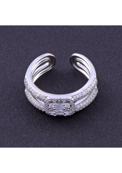 Sıralı Taşlı Bayan 925 Ayar Gümüş Yüzük (Zrk 2160) 4.7 gr