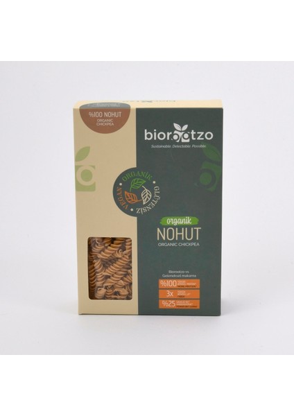 Organik Nohut Fusilli Burgu Glutensiz Vegan  200 gr