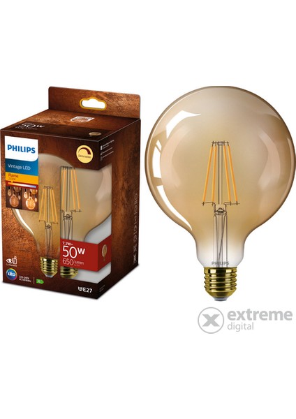 LED Classic 50W G120 650 Lumen E27 2200K Gold Ampul