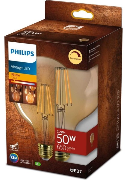 LED Classic 50W G120 650 Lumen E27 2200K Gold Ampul