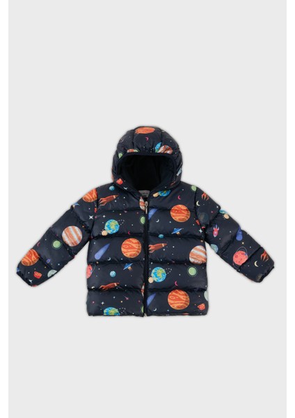 Ekstra Dolgulu İçi Yumuşak Polarlı Kapüşonlu Şişme Mont Erkek Çocuk MONT 5763003