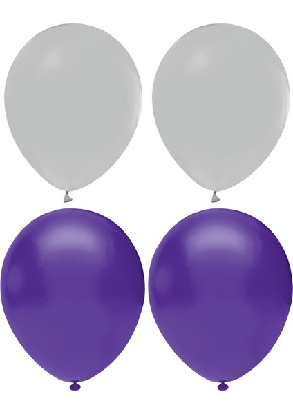 Gri Mor Karışık Lateks Pastel BALON50 Adet + Balon Pompası Hediye