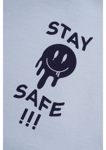 Kız Çocuk Mint Lacivert Renkli Stay Safe Baskılı Taytlı Takım fiyatları