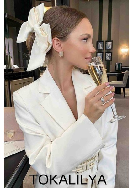 Kadın Saten Simit Fiyonk Büyük Boy Lüx