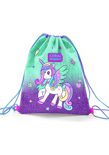 Kids Mor Su Yeşili Unicorn Desenli Ipli Büzgülü Sırt Çantası 22691 fiyatları