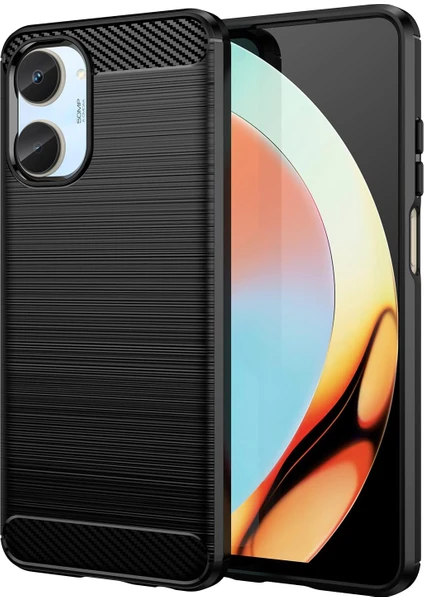 Realme 10 4g Brushed Carbon Fiber Silikon Kılıf - Siyah AL3332