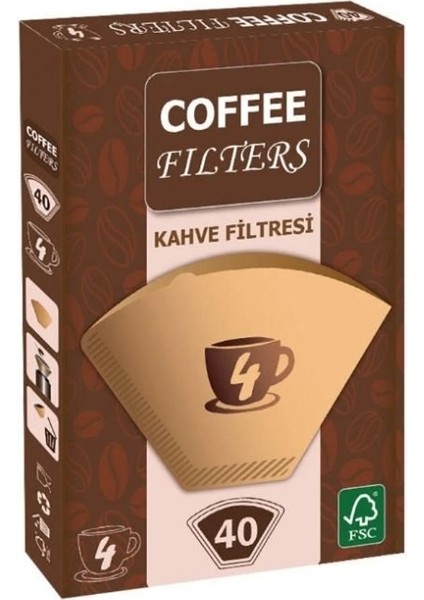 Coffee Filters Filtre Kahve Kağıdı 4 Numara 40'lı