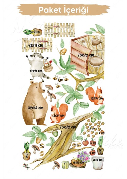 Dalda Ağaç Ev ve Hayvanlar Çocuk Bebek Odası Cam Duvar Sticker Seti modelleri