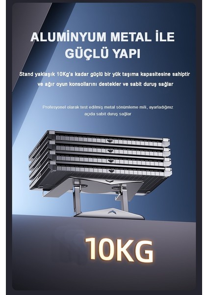 MC-H20-1 Aluminyum 360°DÖNER, Katlanır,yükseklik ve Açı Ayarlı Laptop, Notebook,tablet Standı(Gümüş)