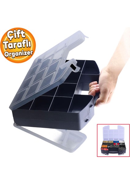 Organizer Kutu Çift Taraflı Açılabilen 24 Bölmeli Küçük Malzeme Alet Takım Çantası fiyatları