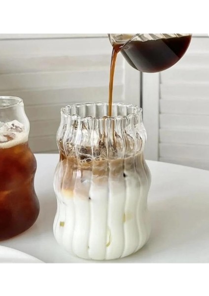 Isıya Dayanıklı Tasarım Cam Sunum Bardak 600 Ml Kahve Soğuk Içecek Bardağı