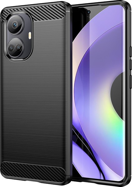 Realme 10 Pro Plus Brushed Carbon Fiber Silikon Kılıf - Siyah AL3332