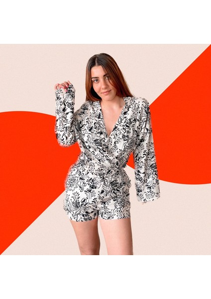 Kara Tahta Desen Keten Kimono Takım modelleri