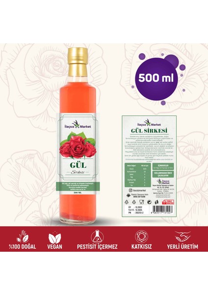 Ilaçsız Market Gül Sirkesi 500 ML (Çok Keskin)
