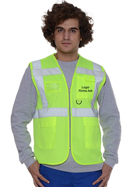 Baskılı Mühendis Yeleği Yeşil Medium