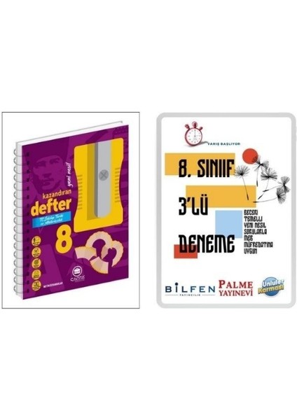 İnkılap Tarihi Defter + 8 Sınıf LGS 3Lü Yeni Nesil Deneme Bilfen - Palme Yayınevi - ÜnLü ler Karması