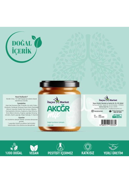 Ilaçsız Market Akciğr Macunu 200 gr