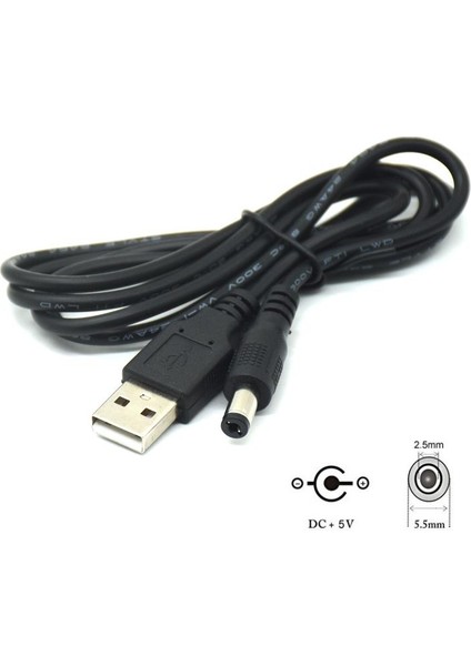 USB 5.5 mm 2.5 mm Kablo USB Standart Uç Dc Kablo 5.5 mm 2.5 mm 1 Metre USB Kablo fırsatları