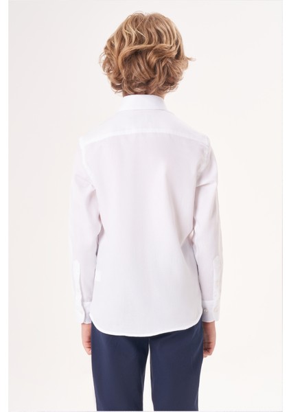 Regular Fit Yaka Düğmeli Beyaz Erkek Çocuk Gömlek GM23Y231162_D01