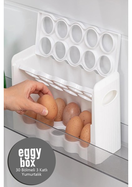 30 Bölmeli Yumurta Kutusu 3 Katlı Yumurtalık Buzdolabı Organizeri Saklama Kabı fiyatları