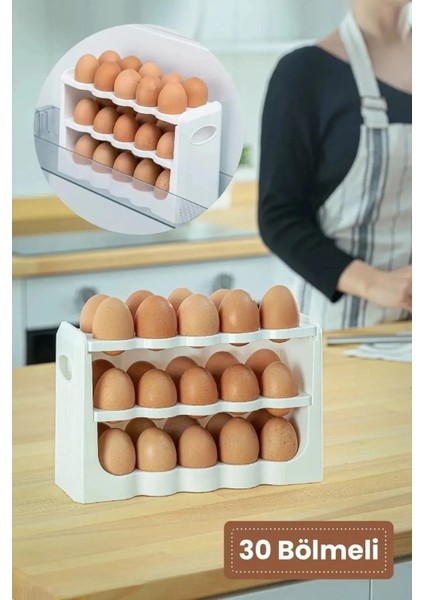 30 Bölmeli Yumurta Kutusu 3 Katlı Yumurtalık Buzdolabı Organizeri Saklama Kabı fırsatları