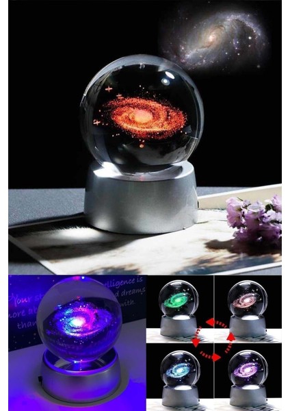 Samanyolu Galaksi Toz Bulutu Nebula Işıklı Cam Küre, Işıklı Kristal Top 6 cm Çapında