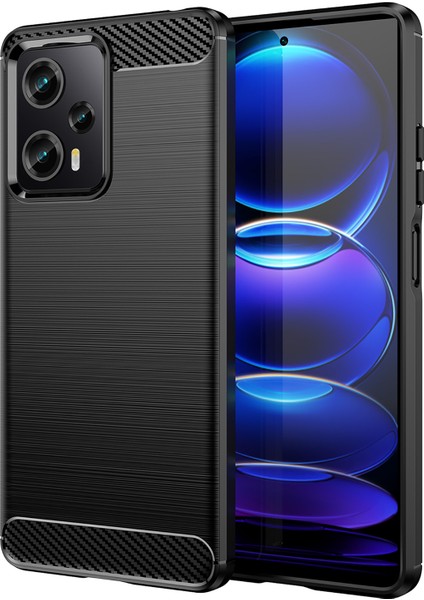 Xiaomi Poco F5 / Redmi Note 12 Turbo Brushed Carbon Fiber Silikon Kılıf - Siyah AL3332