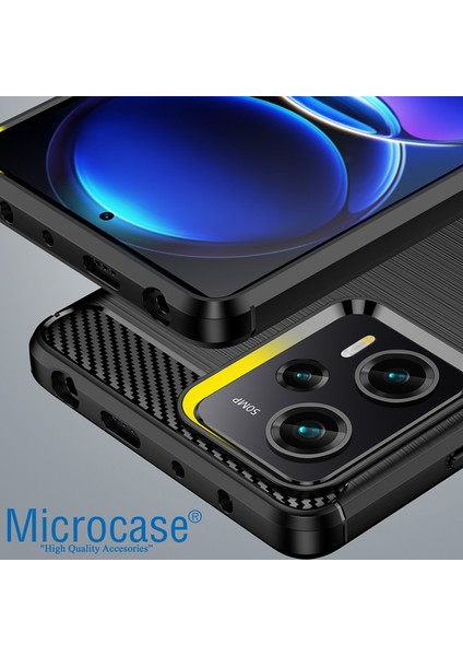 Xiaomi Poco F5 / Redmi Note 12 Turbo Brushed Carbon Fiber Silikon Kılıf - Siyah AL3332