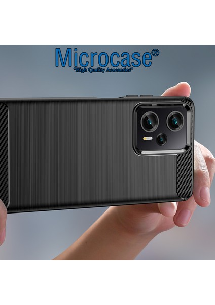 Xiaomi Poco F5 / Redmi Note 12 Turbo Brushed Carbon Fiber Silikon Kılıf - Siyah AL3332