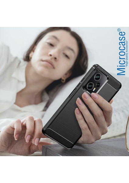 Xiaomi Poco F5 / Redmi Note 12 Turbo Brushed Carbon Fiber Silikon Kılıf - Siyah AL3332
