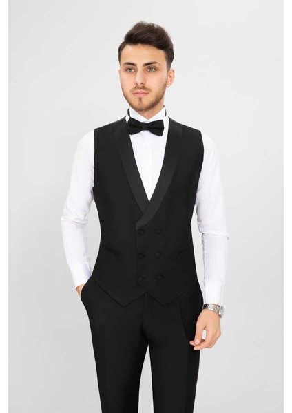 Slim Fit Duz Damatlık Siyah