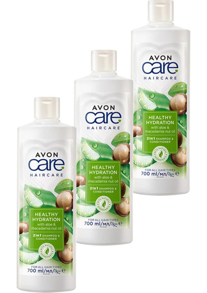 Care Aloe Vera ve Makademya Fındığı Yağı Şampuan ve Saç Bakım Kremi 700 ml Üçlü Set