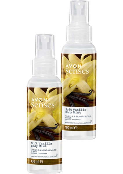 Soft Vanilla Vanilya ve Sandal Ağacı Kokulu Vücut Spreyi 100 Ml. İkili Set