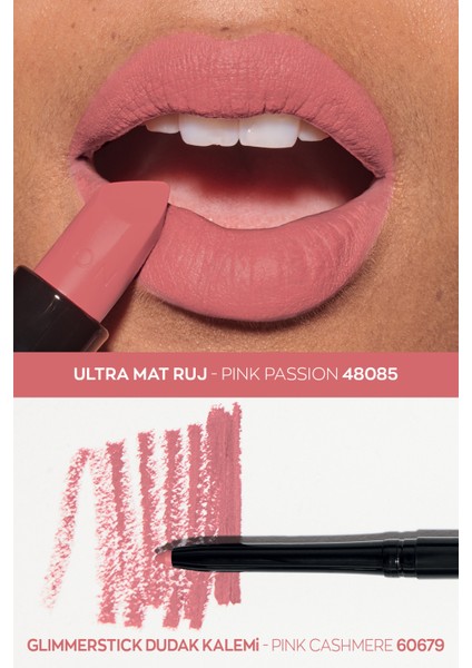 Ultra Mat Ruj Pink Passion ve Glimmerstick Dudak Kalemi Pink Cashmere Paketi