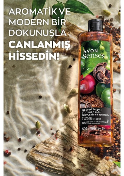 Senses Spiced Pepper Karabiber ve Kakule Kokulu Erkekler İçin Duş Jeli 500 ml Üçlü Set fırsatları