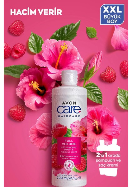 Care Ahududu ve Hibiscus Kokulu Şampuan ve Saç Bakım Kremi 700 ml Üçlü Set