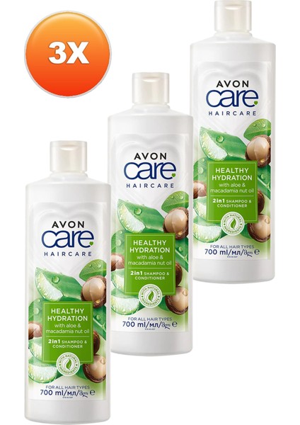 Care Aloe Vera ve Makademya Fındığı Yağı Şampuan ve Saç Bakım Kremi 700 ml Üçlü Set