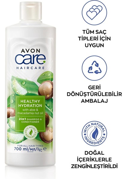 Care Aloe Vera ve Makademya Fındığı Yağı Şampuan ve Saç Bakım Kremi 700 ml Üçlü Set